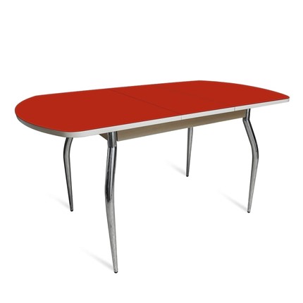 Кухонный стол раскладной ПГ-02 СТ2 белое/алое стекло/35 хром гнутые металл в Вологде - изображение