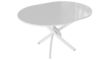 Кухонный раздвижной стол Diamond тип 3 (Белый муар/Белый глянец) в Вологде - предосмотр 1