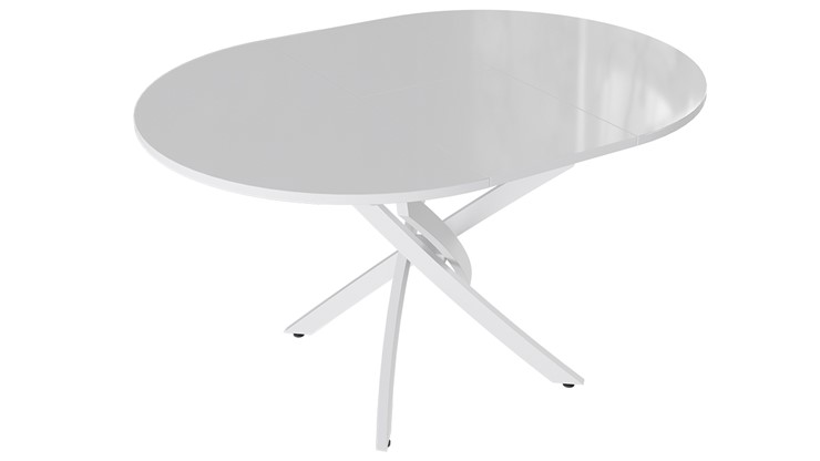 Кухонный раздвижной стол Diamond тип 3 (Белый муар/Белый глянец) в Вологде - изображение 1