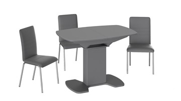 Обеденный раздвижной стол Портофино (СМ(ТД)-105.01.11(1)), цвет Серое/Стекло серое матовое LUX в Вологде - предосмотр 2