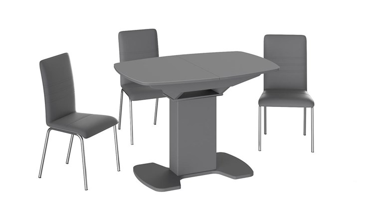 Обеденный раздвижной стол Портофино (СМ(ТД)-105.01.11(1)), цвет Серое/Стекло серое матовое LUX в Вологде - изображение 2