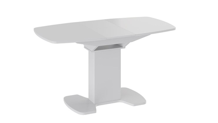 Кухонный стол раскладной Портофино (СМ(ТД)-105.01.11(1)), цвет  Белый глянец/Стекло белое в Вологде - изображение 2