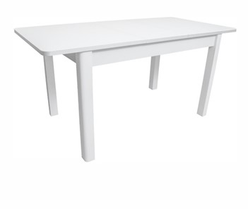 Кухонный стол раскладной Айсберг-02 СТ1, белое ЛДСП/стекло белое/прямые массив белый в Вологде - предосмотр 1