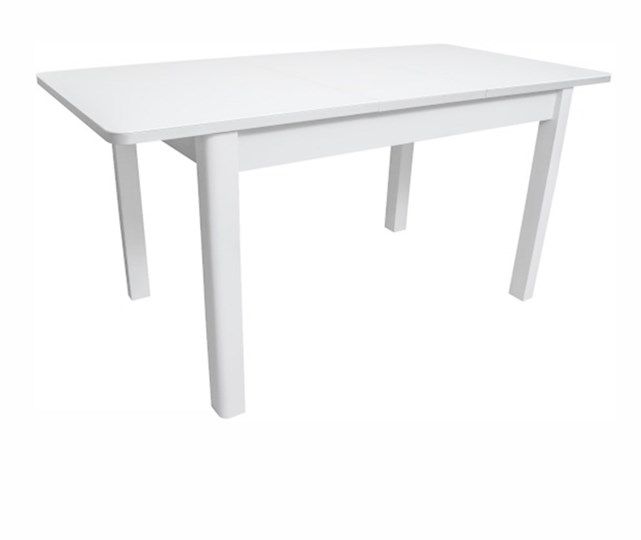 Кухонный стол раскладной Айсберг-02 СТ1, белое ЛДСП/стекло белое/прямые массив белый в Вологде - изображение 1