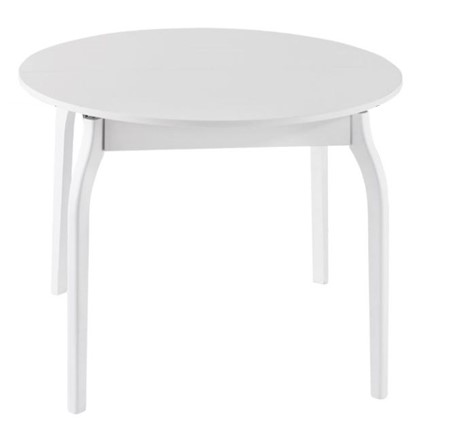Кухонный стол раскладной ПГ-К ЛДСП, белый ЛДСП/45 гнутые массив белый в Вологде - изображение