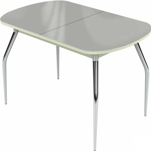 Обеденный раздвижной стол Ривьера мини хром №5 (стекло белое/белый) в Вологде - предосмотр