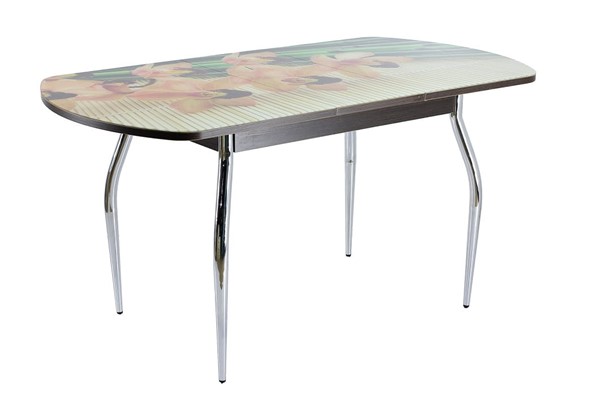 Кухонный стол раздвижной ПГ-07 СТФ венге/бамбук/35 хром гнутые в Вологде - изображение