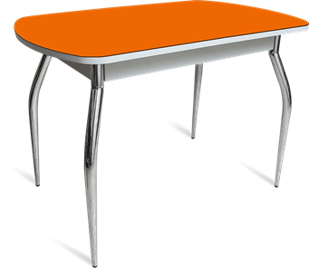 Стол обеденный ПГ-04 СТ белое/оранжевое/хром фигурные в Вологде - предосмотр