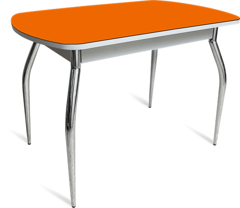 Стол обеденный ПГ-04 СТ белое/оранжевое/хром фигурные в Вологде - изображение