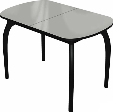 Кухонный раздвижной стол Ривьера мини дерево №1 (стекло белое/черный) в Вологде - изображение