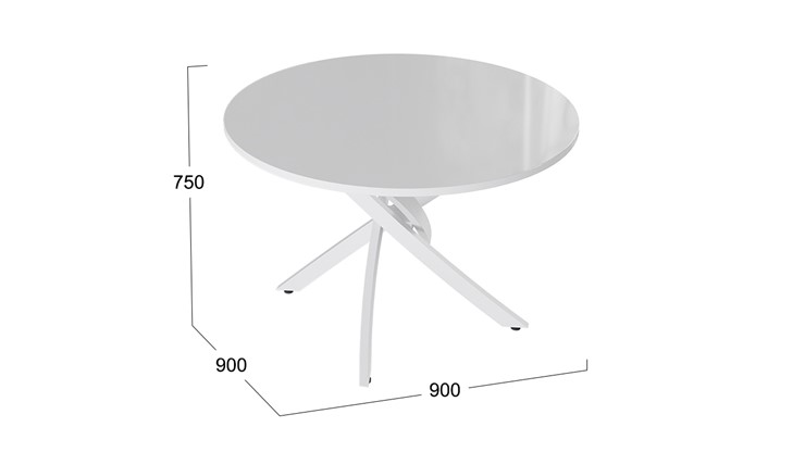Стол обеденный Diamond тип 2 (Белый муар/Белый глянец) в Вологде - изображение 1