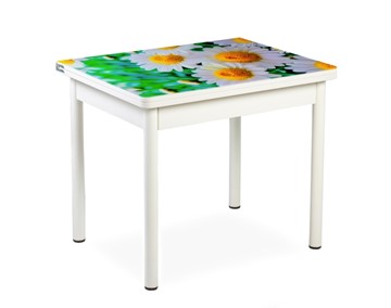 Кухонный пристенный стол СПА-01 СТФ, белый/фотопечать ромашки/опоры прямые белые в Вологде