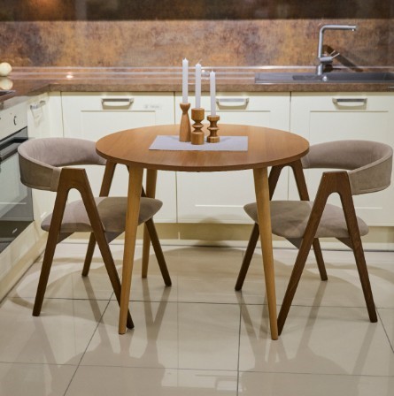 Кухонный стол круглый Орех Гварнери д. 90 см ЛДСП в Вологде - изображение 2