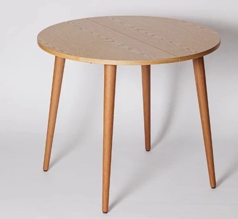 Кухонный раздвижной круглый стол Шпон Дуба 677 С д. 100 см МДФ в Вологде - изображение