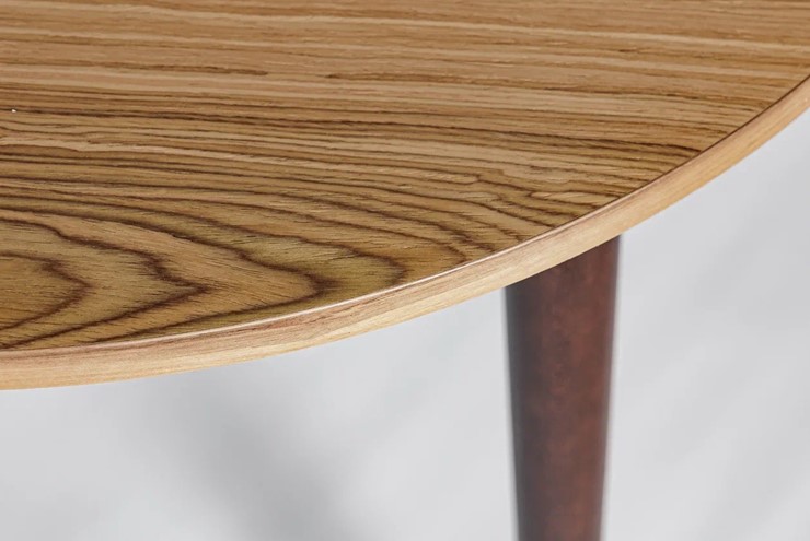 Кухонный раздвижной круглый стол Шпон Ореха д. 100 см МДФ ножки вишня в Вологде - изображение 6