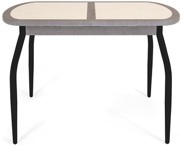Обеденный раздвижной стол Будапешт-1 ПЛ (ноги черные, плитка бежевая/серый камень) в Вологде - предосмотр 1