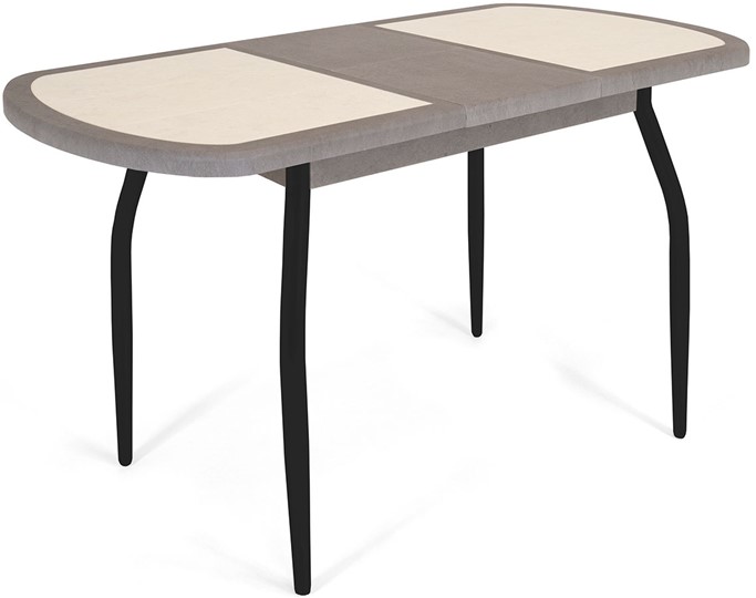 Обеденный раздвижной стол Будапешт-1 ПЛ (ноги черные, плитка бежевая/серый камень) в Вологде - изображение 2