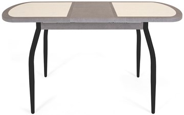 Обеденный раздвижной стол Будапешт-1 ПЛ (ноги черные, плитка бежевая/серый камень) в Вологде - предосмотр 3