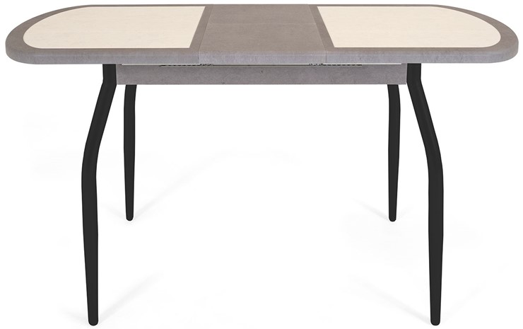 Обеденный раздвижной стол Будапешт-1 ПЛ (ноги черные, плитка бежевая/серый камень) в Вологде - изображение 3
