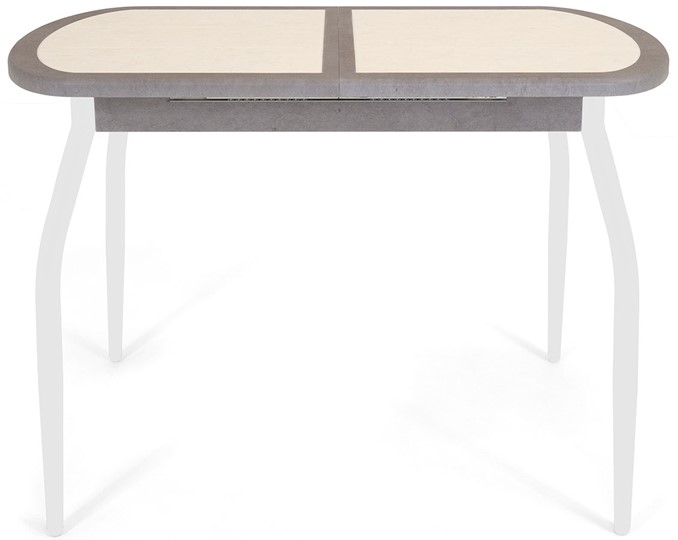 Обеденный раздвижной стол Будапешт-мини ПЛ (ноги белые, плитка бежевая/серый камень) в Вологде - изображение 1