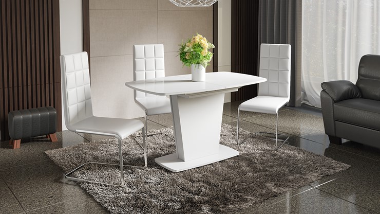 Кухонный раздвижной стол Честер тип 2, цвет Белый/Стекло белый глянец в Вологде - изображение 2