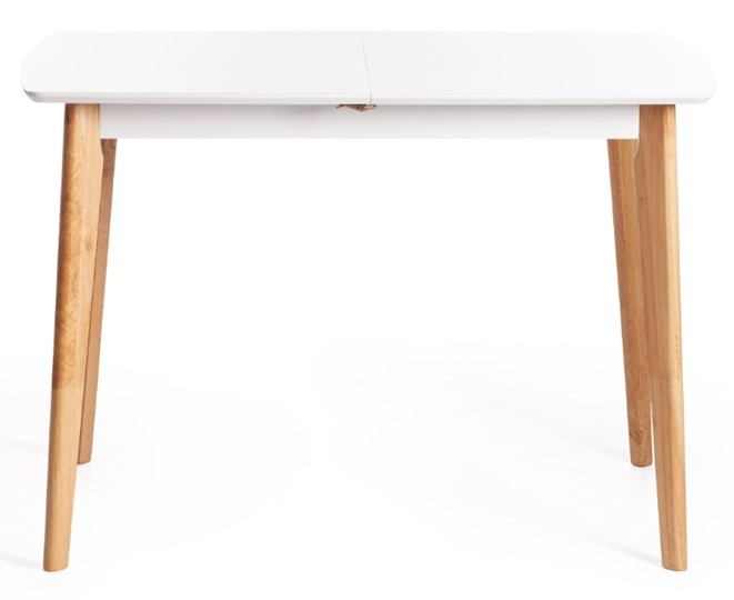 Кухонный стол раздвижной Claire, дерево гевея/МДФ, 110+30x75x75 Белый/натуральный арт.15111 в Вологде - изображение 1