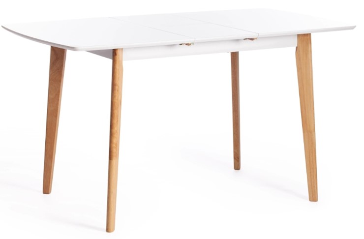 Кухонный стол раздвижной Claire, дерево гевея/МДФ, 110+30x75x75 Белый/натуральный арт.15111 в Вологде - изображение 6