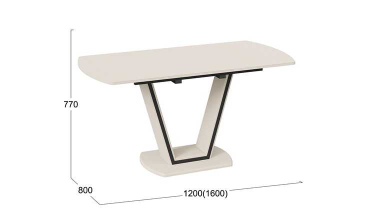 Кухонный стол раскладной Дели Тип 2 (Бежевый софт, Стекло матовое бежевое) в Вологде - изображение 2