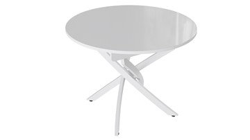 Кухонный раздвижной стол Diamond тип 3 (Белый муар/Белый глянец) в Вологде - предосмотр