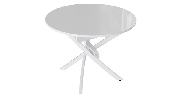 Кухонный раздвижной стол Diamond тип 3 (Белый муар/Белый глянец) в Вологде - изображение