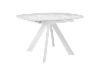 Кухонный раскладной стол DikLine BK100 Керамика Белый мрамор/подстолье белое/опоры белые в Вологде - предосмотр