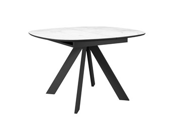 Кухонный раскладной стол DikLine BK100 Керамика Белый мрамор/подстолье черное/опоры черные в Вологде - предосмотр