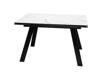 Кухонный стол раскладной DikLine DKL140 Керамика Белый мрамор/опоры черные (2 уп.) в Вологде - предосмотр