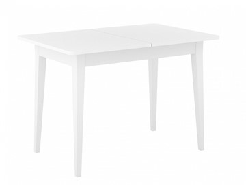 Обеденный раздвижной стол Dikline M110 Белый/стекло белое сатин/ножки MM белые в Вологде - предосмотр