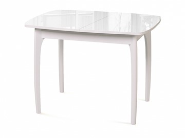 Кухонный стол раздвижной Dikline M40 стекло белое/ножки белые в Вологде - предосмотр