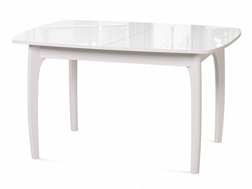 Обеденный раздвижной стол Dikline M20 стекло белое/ножки белые в Вологде
