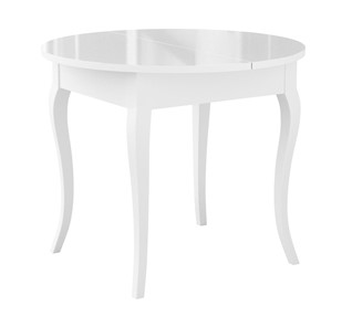 Кухонный стол раскладной Dikline MR100 Белый/стекло белое глянец/ножки MC белые в Вологде - предосмотр