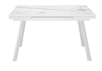 Кухонный раздвижной стол DikLine SKA125 Керамика Белый мрамор/подстолье белое/опоры белые (2 уп.) в Вологде - предосмотр
