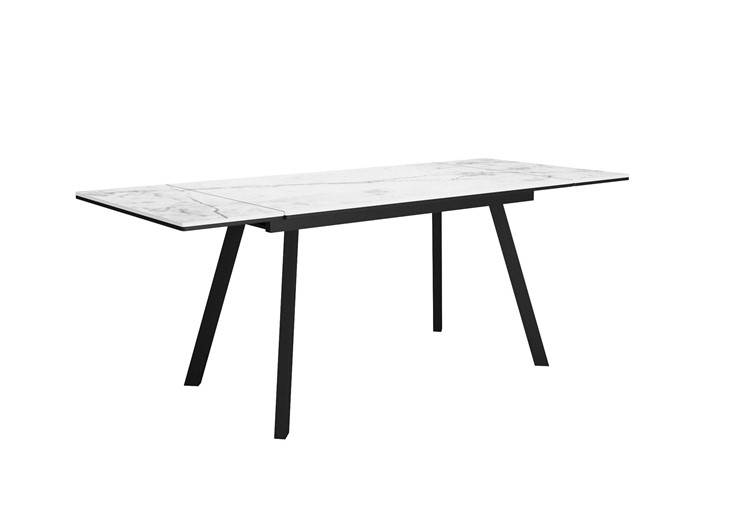 Обеденный раздвижной стол DikLine SKA125 Керамика Белый мрамор/подстолье черное/опоры черные (2 уп.) в Вологде - изображение 5