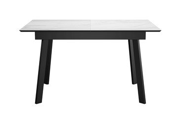 Кухонный стол раздвижной DikLine SKH125 Керамика Белый мрамор/подстолье черное/опоры черные (2 уп.) в Вологде - предосмотр