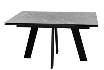 Кухонный раскладной стол DikLine SKM140 Керамика серый мрамор/подстолье черное/опоры черные (2 уп.) в Вологде - предосмотр 1