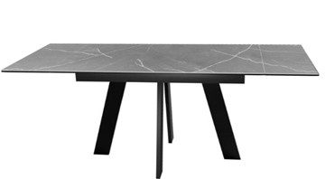 Кухонный раскладной стол DikLine SKM140 Керамика серый мрамор/подстолье черное/опоры черные (2 уп.) в Вологде - предосмотр 2