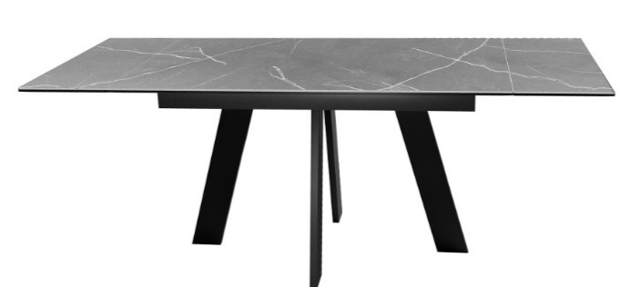 Кухонный раскладной стол DikLine SKM140 Керамика серый мрамор/подстолье черное/опоры черные (2 уп.) в Вологде - изображение 4