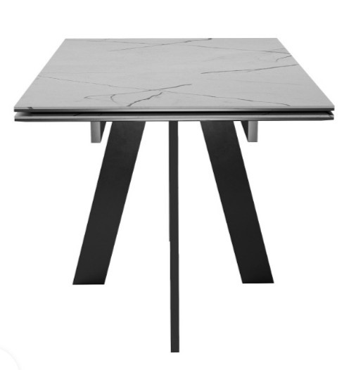 Кухонный раскладной стол DikLine SKM140 Керамика серый мрамор/подстолье черное/опоры черные (2 уп.) в Вологде - изображение 5