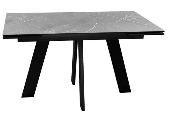 Кухонный раскладной стол DikLine SKM140 Керамика серый мрамор/подстолье черное/опоры черные (2 уп.) в Вологде - изображение