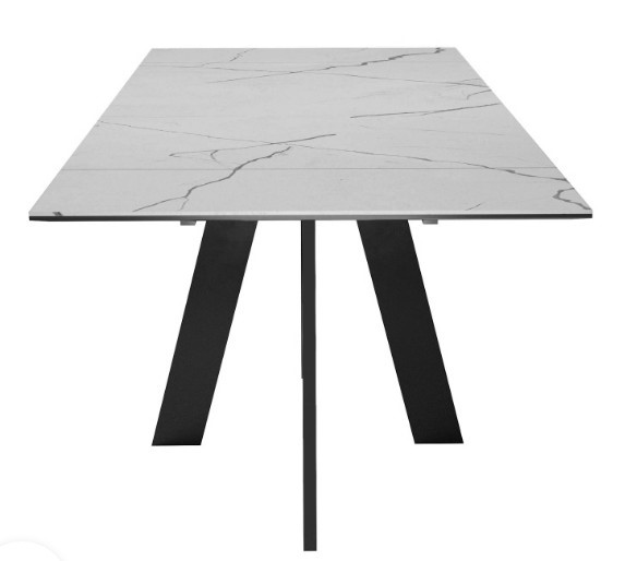 Кухонный раскладной стол DikLine SKM140 Керамика серый мрамор/подстолье черное/опоры черные (2 уп.) в Вологде - изображение 6