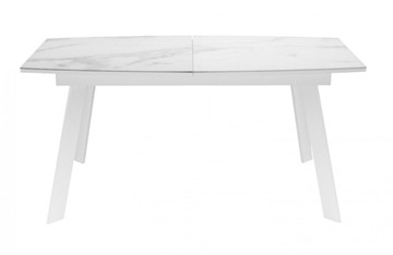 Обеденный раздвижной стол Dikline XLS160 мрамор белый глянец/ножки белые в Вологде - предосмотр 1