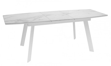Обеденный раздвижной стол Dikline XLS160 мрамор белый глянец/ножки белые в Вологде - предосмотр 2