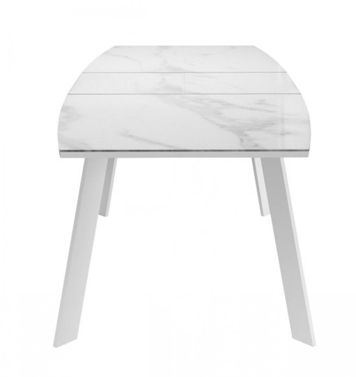 Обеденный раздвижной стол Dikline XLS160 мрамор белый глянец/ножки белые в Вологде - изображение 3