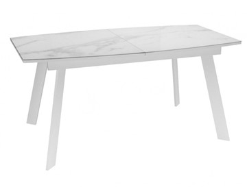 Обеденный раздвижной стол Dikline XLS160 мрамор белый глянец/ножки белые в Вологде - предосмотр